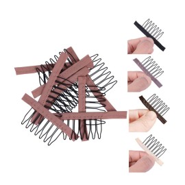 YANTAISIYU 24 Pcs/Lot Steel Wig Clips with Cloth Combs for Hairpiece Caps and Wig Making Accessories (Light Brown) YANTAISIYU 24 Pcs/Lot Steel Wig Clips with Cloth Combs for Hairpiece Caps and Wig Making Accessories (Light Brown)