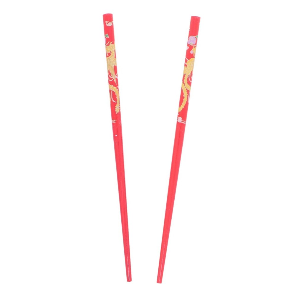 Set of Wooden Hair Sticks With Chinese Dragon Chopsticks - Red Medium Set of Wooden Hair Sticks With Chinese Dragon Chopsticks - Red Medium