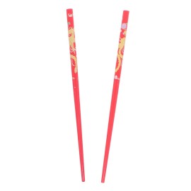 Set of Wooden Hair Sticks With Chinese Dragon Chopsticks - Red Medium