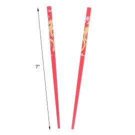 Set of Wooden Hair Sticks With Chinese Dragon Chopsticks - Red Medium Set of Wooden Hair Sticks With Chinese Dragon Chopsticks - Red Medium