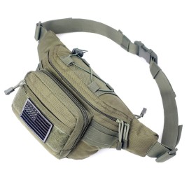 Tactical Waist Pack Military Waist Bag Fanny Pack Hip Bum Bag with Adjustable Strap for Camping Hiking Hunting (Army Green)