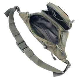 Tactical Waist Pack Military Waist Bag Fanny Pack Hip Bum Bag with Adjustable Strap for Camping Hiking Hunting (Army Green)