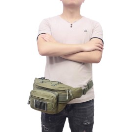 Tactical Waist Pack Military Waist Bag Fanny Pack Hip Bum Bag with Adjustable Strap for Camping Hiking Hunting (Army Green)
