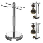 Linkidea Razor and Brush Stand Holder, Deluxe Men\'s Stainless Steel Shaving Brush Hanger Base, Shaver Kit Organizer for Bathroom Shower Compatible with Fusion 5 ProShield (Silver)