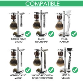 Linkidea Razor and Brush Stand Holder, Deluxe Men\'s Stainless Steel Shaving Brush Hanger Base, Shaver Kit Organizer for Bathroom Shower Compatible with Fusion 5 ProShield (Silver)