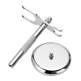 Linkidea Razor and Brush Stand Holder, Deluxe Men\'s Stainless Steel Shaving Brush Hanger Base, Shaver Kit Organizer for Bathroom Shower Compatible with Fusion 5 ProShield (Silver)