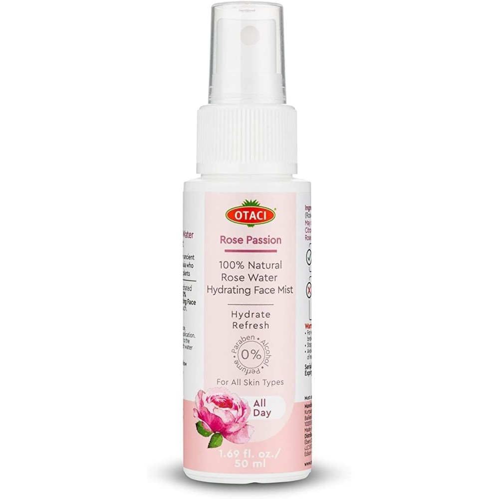 Otaci Rose Passion 100% Natural Rose Water Hydrating Face Mist, Spray Rosewater Face Mist Facial Hydrating Natural Skin - Travel Size