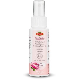 Otaci Rose Passion 100% Natural Rose Water Hydrating Face Mist, Spray Rosewater Face Mist Facial Hydrating Natural Skin - Travel Size