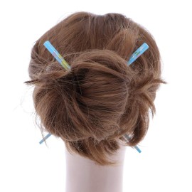 Set of Wooden Hair Sticks With Chinese Dragon Chopsticks Light Blue