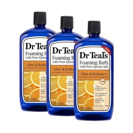 Dr. Teal\'s Vitamin C & Citrus Pure Epsom Salt Foaming Bath Gift Set (3 Pack, 34 oz ea.) - Glow & Radiance Essential Oils Uplifts Your Mood & Promotes Youthful Looking Skin - Long Lasting Bubbles