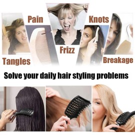 2 Pcs Boar Bristle Detangler Vent Brush Curved Vented Paddle Brush for Blow Drying, Anti-frizz Detangling Styling Hairbrush Comb for Curly Fine Straight Natural Tangled Hair, Wet or Dry Use 2 Pcs Boar Bristle Detangler Vent Brush Curved Vented Paddle Brush for Blow Drying, Anti-frizz Detangling Styling Hairbrush Comb for Curly Fine Straight Natural Tangled Hair, Wet or Dry Use