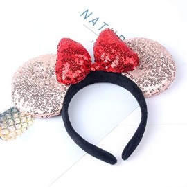 A Miaow 3D Black Mouse Sequin Ears Headband MM Glitter Butterfly Hair Clasp Park Supply Adults Women Photo Accessory (Champagne and Red) A Miaow 3D Black Mouse Sequin Ears Headband MM Glitter Butterfly Hair Clasp Park Supply Adults Women Photo Accessory (Champagne and Red)
