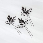 Kercisbeauty Wedding Black Crystal Hair Pins for Bride Bridal Bridesmaid Headpiece Prom Hair Accessory 3pcs