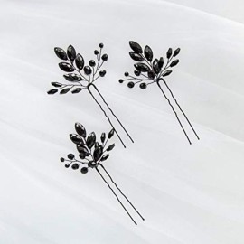 Kercisbeauty Wedding Black Crystal Hair Pins for Bride Bridal Bridesmaid Headpiece Prom Hair Accessory 3pcs Kercisbeauty Wedding Black Crystal Hair Pins for Bride Bridal Bridesmaid Headpiece Prom Hair Accessory 3pcs