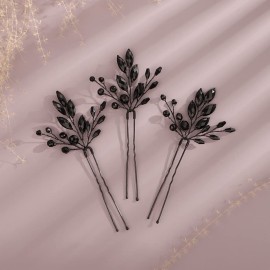 Kercisbeauty Wedding Black Crystal Hair Pins for Bride Bridal Bridesmaid Headpiece Prom Hair Accessory 3pcs Kercisbeauty Wedding Black Crystal Hair Pins for Bride Bridal Bridesmaid Headpiece Prom Hair Accessory 3pcs