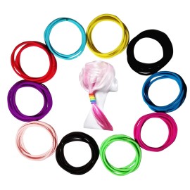 Elastic Hair Ties Bands, Small Seamless Ponytail Holders Ties - Mixed Cute Colors (50 Count, Large Beauty Pony\'Os Pony Holder Rubber Bands)