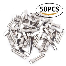 Jdesun 50 Pieces 2 Inches Alligator Hair Clips Metal Single Prong Curl Clips Hairpins Teeth Bow Hair Clips for Salon Girls Hair Styling DIY Accessories