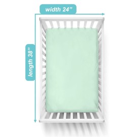 TL Care 100% Natural Cotton Fitted Mini Crib Sheet 38 x 24 - Soft & Breathable Small Nesting Portable Crib Sheet, Fits Pack N Play Mattresses, Mint, for Boys & Girls
