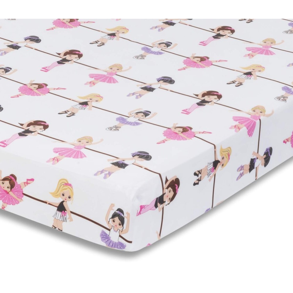 Baby Girl Fitted Crib Sheet Born to Dance Ballerina, 100% Soft Breathable Microfiber Baby Sheet, Fits Standard Size Crib Mattress 28in x 52in, Nursery Sheet