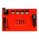 TRU BARBER Organizer Mat 18 X 13 (RED) Flexible PVC Station Mat, Salon Barbershop Work Station Pads, Beauty Salon Tools, Counter mat for Clippers, Anti Slip