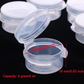 EORTA 50 Pcs Plastic Cosmetic Jar 5g Empty Clear Case with Snap Lids Portable Mini Storage Box Makeup Jar Sample Bottle Sealing Pot Cosmetic Containers for Sampling, Traveling, Mixing