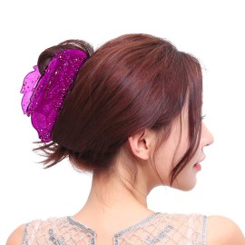 Fashion & Lifestyle 5-inch Hair Claw Jaw Clip for Women and Girls, Large - Pretty Strong Clamp Non-Slip Barrette Hair Updo Grip Bath Accessories for Thick Hair, Purple