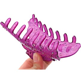 Fashion & Lifestyle 5-inch Hair Claw Jaw Clip for Women and Girls, Large - Pretty Strong Clamp Non-Slip Barrette Hair Updo Grip Bath Accessories for Thick Hair, Purple