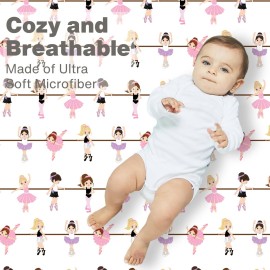 Everyday Kids 2 Pack Fitted Girls Crib Sheet, 100% Soft Breathable Microfiber Baby Sheet, Fits Standard Size Crib Mattress 28in x 52in, Nursery Sheet - Ballerina/Pink