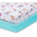 Everyday Kids 2 Pack Fitted Girls Crib Sheet, 100% Soft Breathable Microfiber Baby Sheet, Fits Standard Size Crib Mattress 28in x 52in, Nursery Sheet - Mermaid/Aqua