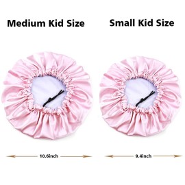 ELIHAIR Kids Satin Bonnet Sleeping Cap for Natural Hair Teens Toddler Child Baby Adjustable Satin Cap for Night Sleeping Reversible Double Layer Pink/Purple