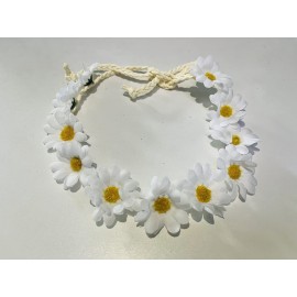 3PCS White Bohemian Style Imitation Daisy Flower Crown Sunflower Hair Wreath Garland Headband Headpiece Sunhat Accessories for Women Girls Wedding Festival Party Beach Vacation Seaside Holiday