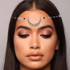 Tgirls Boho Crescent Moon Headbands Crystal Head Chain Vintage Hair Acessories for Women and Girls (Silver 1) Tgirls Boho Crescent Moon Headbands Crystal Head Chain Vintage Hair Acessories for Women and Girls (Silver 1)