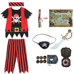 Lingway Toys Kids Pirate Costume,Pirate Role Play Dress Up Completed 8pcs Set for Kids 5-6years
