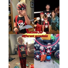 Lingway Toys Kids Pirate Costume,Pirate Role Play Dress Up Completed 8pcs Set for Kids 5-6years