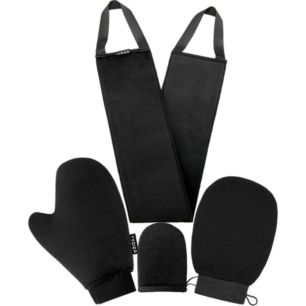 Yvoier Self Tanning Mitt Applicator Kit 4 in 1 Self Applicator Set with Exfoliating Glove,Tan Mitt Applicator, Tanning Back Lotion Applicators for Your Back,Face Mitt for Tanning Lotion, Spray, Mousse