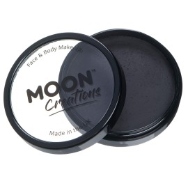 Pro Face & Body Paint Cake Pots by Moon Creations - Black - Professional Water Based Face Paint Makeup for Adults, Kids - 1.26oz