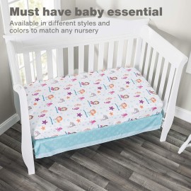 Baby Girl Fitted Crib Sheet Mermaid Adventures, 100% Soft Breathable Microfiber Baby Sheet, Fits Standard Size Crib Mattress 28in x 52in, Nursery Sheet