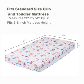Baby Girl Fitted Crib Sheet Mermaid Adventures, 100% Soft Breathable Microfiber Baby Sheet, Fits Standard Size Crib Mattress 28in x 52in, Nursery Sheet