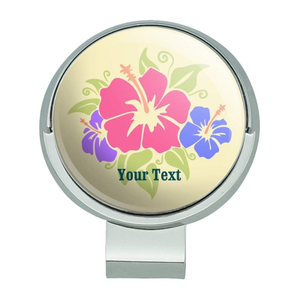 GRAPHICS & MORE Personalized Custom 1 Line Hibiscus Flowers Tropical Golf Hat Clip with Magnetic Ball Marker