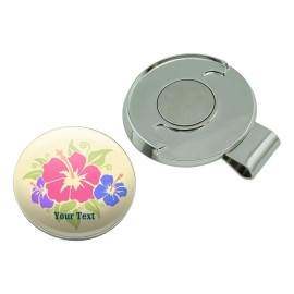 GRAPHICS & MORE Personalized Custom 1 Line Hibiscus Flowers Tropical Golf Hat Clip with Magnetic Ball Marker