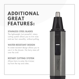 ToiletTree Products Water Resistant Heavy Duty Steel Nose Trimmer with LED Light and Travel Case