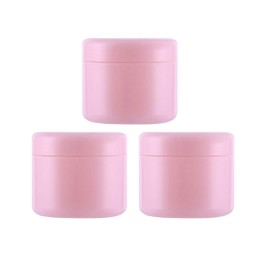 3Pcs 150ml/5oz Pink PS Empty Refillable Leakproof Cosmetic Jars with Liners Dome Lid Facial Body Cream Pots Tins Boxes Cases Containers Dispense Sample Bottle for Cosmetic Cream Lotion Storage