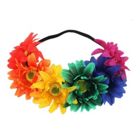 DDazzling Sunflower crown Boho crown Sunflower headband Flower Hair Accessory (Rainbow) DDazzling Sunflower crown Boho crown Sunflower headband Flower Hair Accessory (Rainbow)