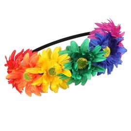 DDazzling Sunflower crown Boho crown Sunflower headband Flower Hair Accessory (Rainbow) DDazzling Sunflower crown Boho crown Sunflower headband Flower Hair Accessory (Rainbow)