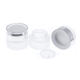 AKOAK 2 Pcs Refillable Frosted Glass Cosmetic Cream Jar Bottle Container,High-end Separate Bottles for Cosmetics with Silver Shiny Lid,Capacity 30g/1oz AKOAK 2 Pcs Refillable Frosted Glass Cosmetic Cream Jar Bottle Container,High-end Separate Bottles for Cosmetics with Silver Shiny Lid,Capacity 30g/1oz