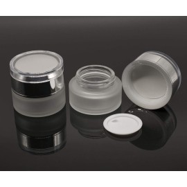AKOAK 2 Pcs Refillable Frosted Glass Cosmetic Cream Jar Bottle Container,High-end Separate Bottles for Cosmetics with Silver Shiny Lid,Capacity 30g/1oz AKOAK 2 Pcs Refillable Frosted Glass Cosmetic Cream Jar Bottle Container,High-end Separate Bottles for Cosmetics with Silver Shiny Lid,Capacity 30g/1oz
