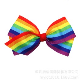 Rainbow Hair Bow with Clip Grosgrain Ribbons HairClips for Girls JB35 (2 Pcs-Set B) Rainbow Hair Bow with Clip Grosgrain Ribbons HairClips for Girls JB35 (2 Pcs-Set B)