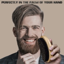 Aosina Wave Brush for Men - Beech Wood & Black Boar Bristle Brush for Cultivating Beards, Hair Waves, and Wolfing