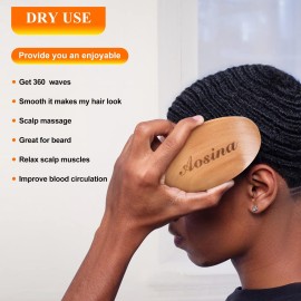 Aosina Wave Brush for Men - Beech Wood & Black Boar Bristle Brush for Cultivating Beards, Hair Waves, and Wolfing