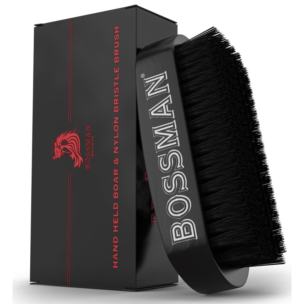 Bossman Beard Brush for Men - Hand Held Boar & Nylon Bristle Brush - Detangling Brush for Beard and Hair Care Bossman Beard Brush for Men - Hand Held Boar & Nylon Bristle Brush - Detangling Brush for Beard and Hair Care